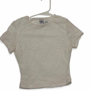 Princess Polly Cream Wave-Text Short Sleeve Tee